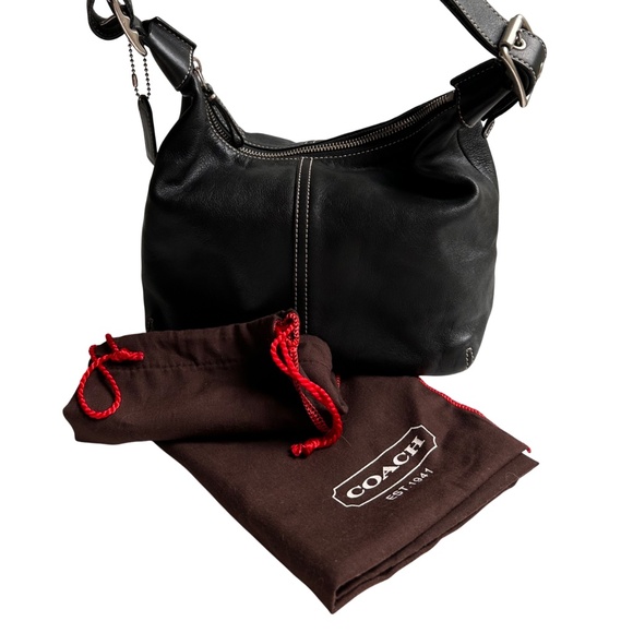 Coach Legacy Black Leather Convertible Hobo Bag 9566 w/ Dust Cover *LIKE NEW* - Picture 1 of 14